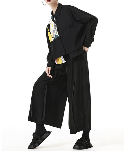 Art Print Panel Shirt&Wide Tuck Pants Series